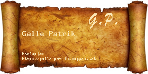Galle Patrik névjegykártya